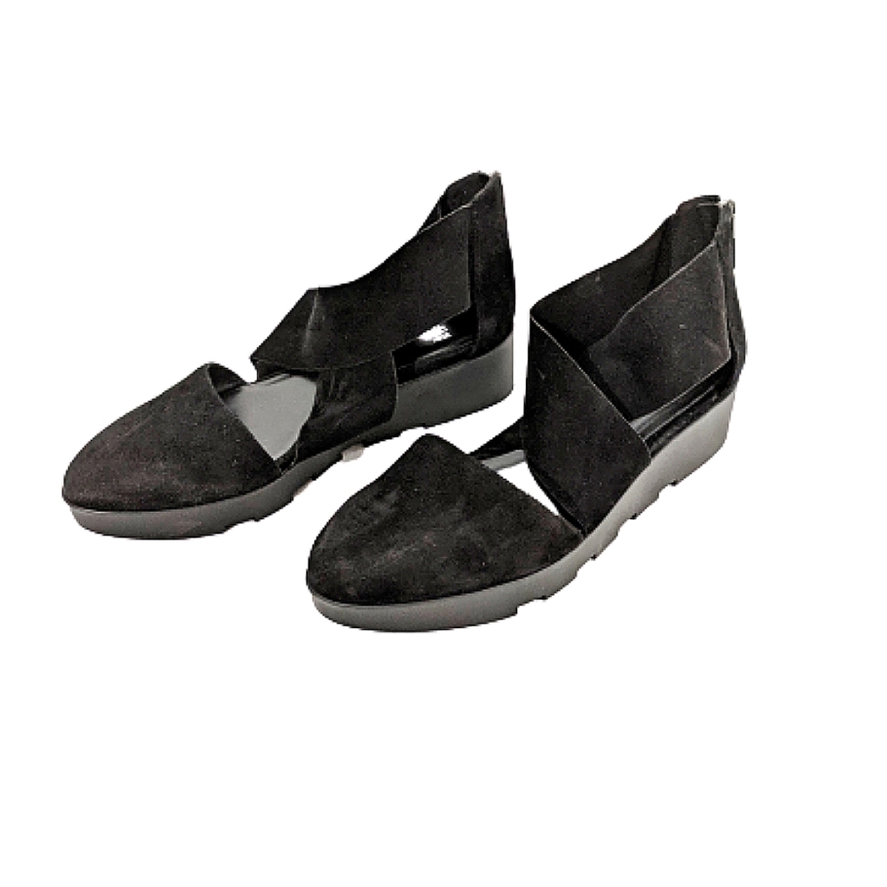 Eileen Fisher black Mary Jane suede wrap shoes
